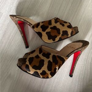 Christian Louboutin Leopard Print Peep Toe Heels